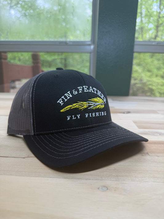 Fin & Feather Trucker Hat - Black/Grey