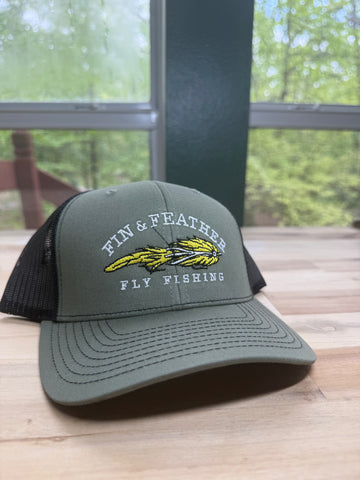 Fin & Feather Trucker Hat - Olive/Black